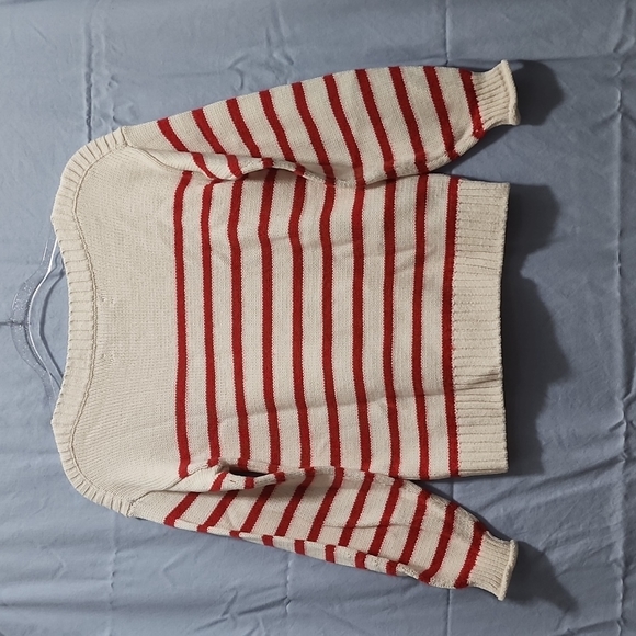 Loft Red Striped Sweater with Cute Arrow Heart Size XXS Petite - Picture 4 of 4